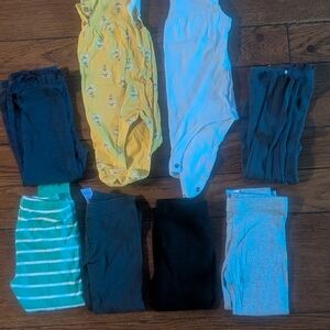 Yellow Floral Onesie and Assorted Pants Set